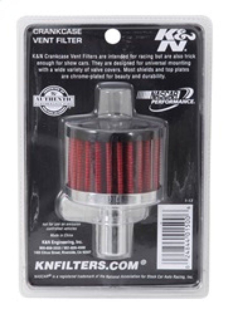 K&N Steel Base Crankcase Vent Filter .625in Vent OD x 2in OD x 1.5in Height - 62-1020