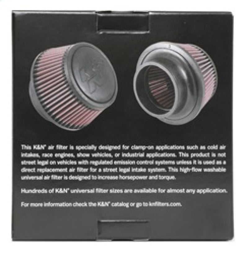 K&N Universal Round Clamp-On Air Filter 3in Flange ID x 6in Base OD x 4.625in Top OD x 3in Height - RU-5288