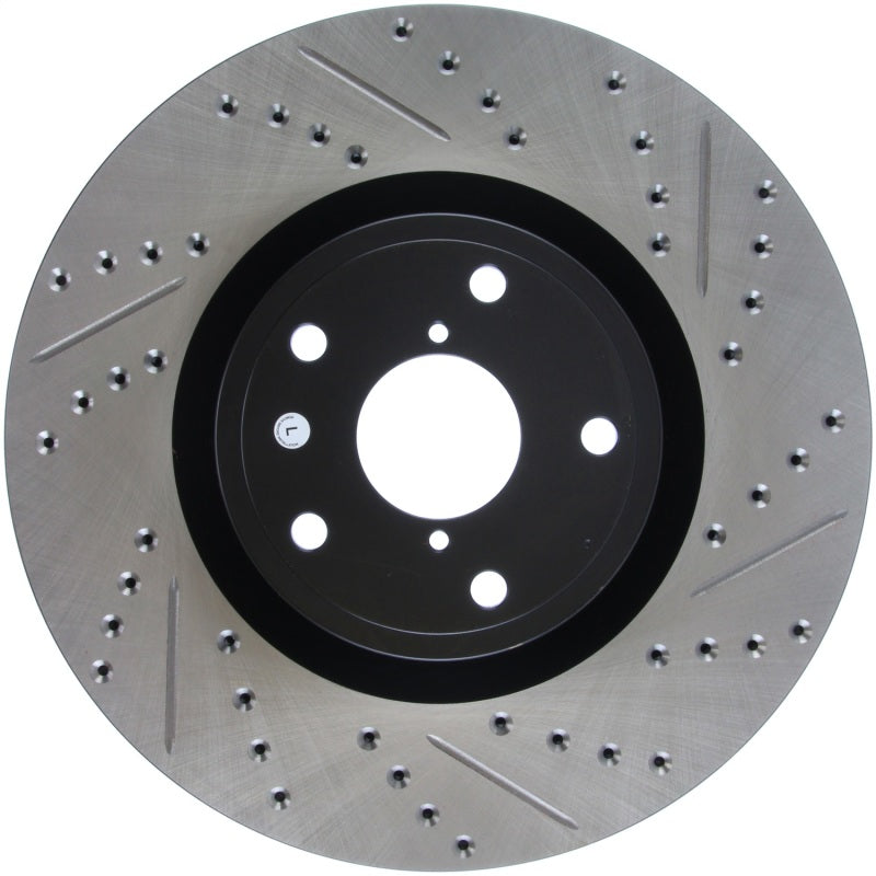 StopTech 05-10 Subaru Impreza WRX/STi Slotted & Drilled Left Front Rotor - 127.47022L for 2005-2014 Subaru Impreza - front vi