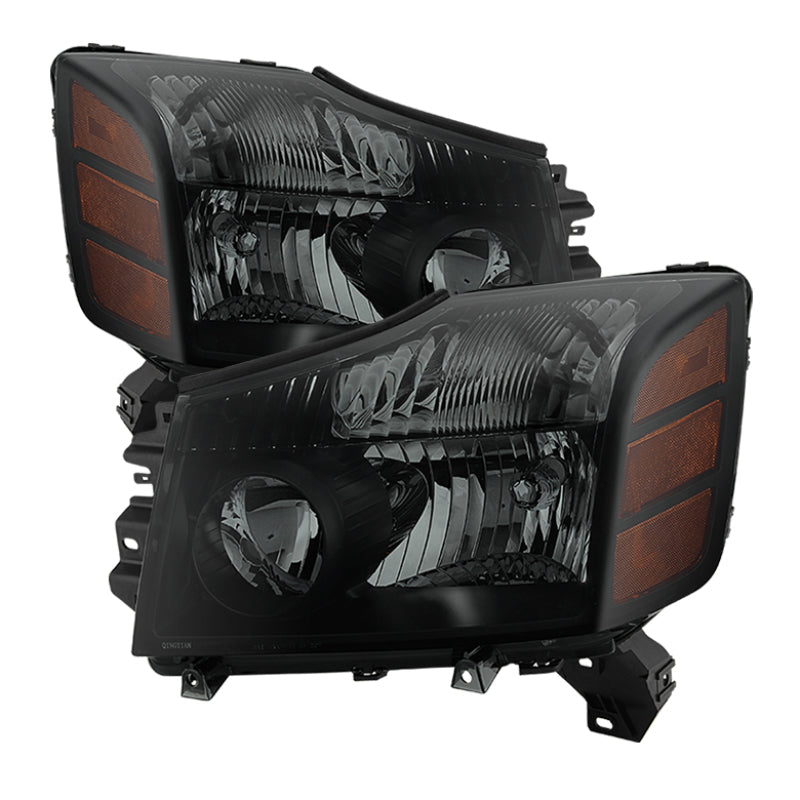 Xtune Nissan Titan 04-14 (04-07 OE Style ) OEM Amber Head Lights Set Black Smoked HD-JH-NTI04-AM-BSM - 9030383
