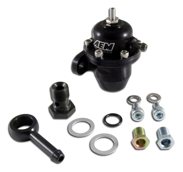 AEM 86-93 Acura / 95-98 TL / 88-91 Civic/CRX / 92-01 Prelude Black Adjustable Fuel Pressure Regulato - 25-303BK for 1991-2002