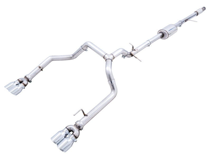 AWE Tuning 4th Gen GM 1500 5.3L 0FG Catback Split Rear Exit (w/ Bumper Cutouts) - Quad Chrome Tips - 3015-42201