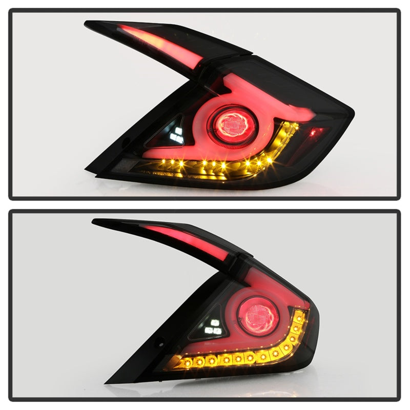 Spyder 16-18 Honda Civic 4 Door Light Bar LED Tail Lights - Black Smoke (ALT-YD-HC164D-LB-BSM) - 5086440