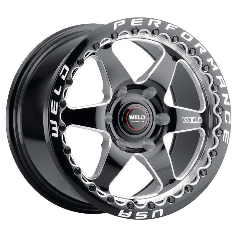 Weld S909 17x10 Ventura 6 Beadlock 6x135 ET42 BS7.25 Gloss BLK MIL DIA 87.1 - S90970089P42