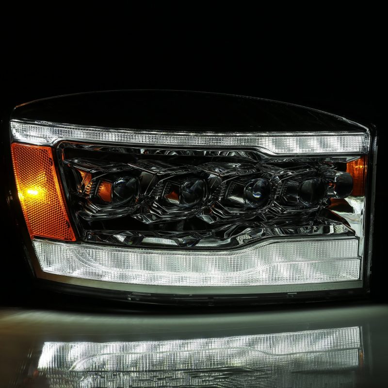 AlphaRex 06-08 Dodge Ram 1500HD NOVA LED Proj Headlights Plank Style Blk w/Seq Signal/DRL/Amber LED - 880537