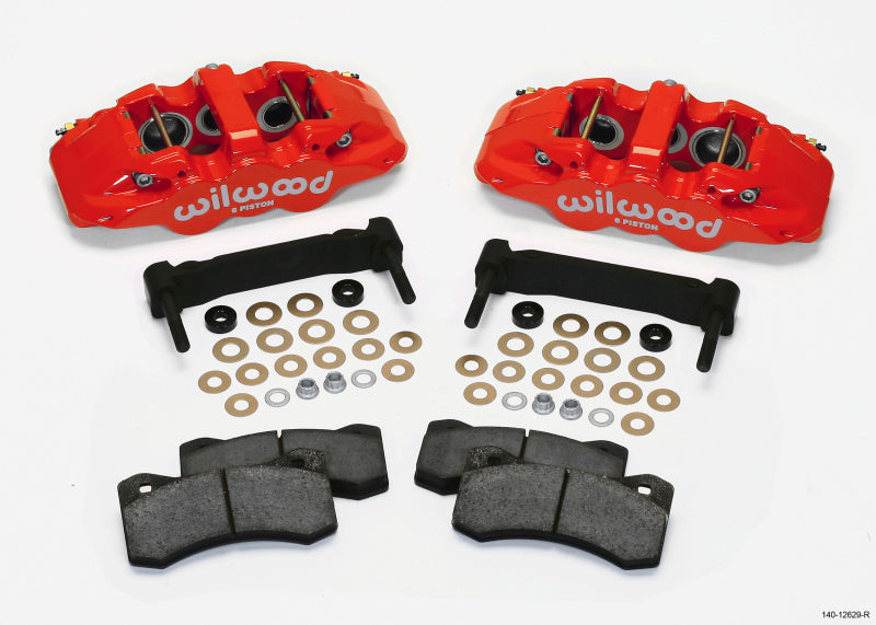 Wilwood AERO6 Front Caliper &amp; Bracket Kit - Red 97-13 C5/C6 Corvette w/ OEM HD/Z51 Rotors - 140-12629-R