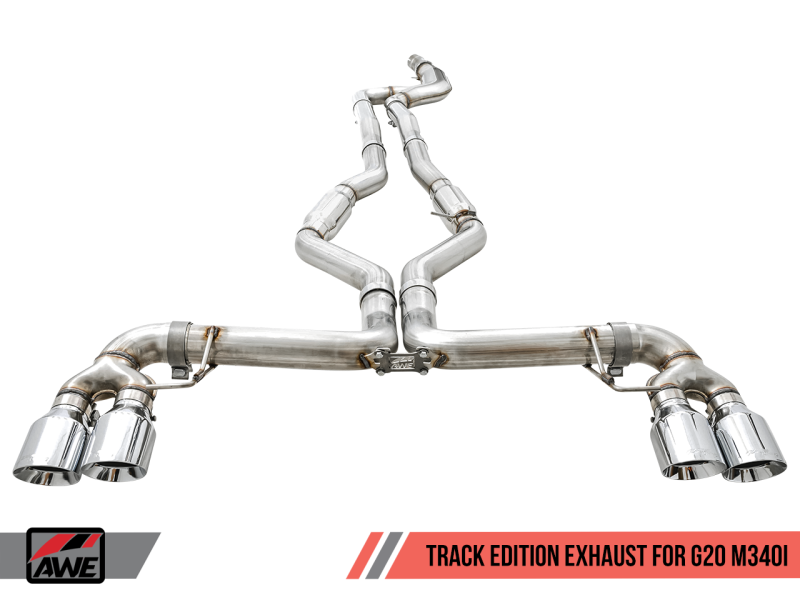 AWE Tuning 2019+ BMW M340i (G20) Track Edition Exhaust - Quad Diamond Black Tips - 3020-43085