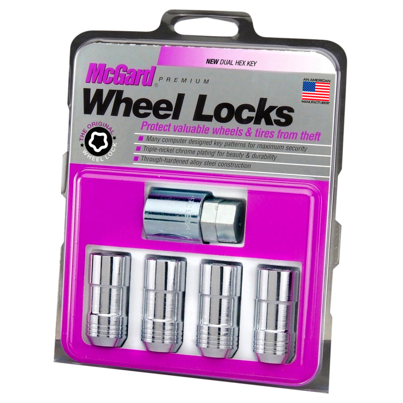 McGard Wheel Lock Nut Set - 4pk. (Cone Seat) M14X1.5 / 21mm &amp; 22mm Dual Hex / 1.965in. L - Chrome - 24210
