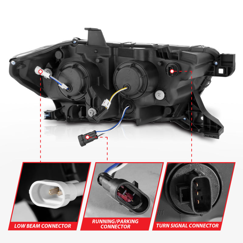 ANZO 16-22 Toyota Tacoma SR/SR5 ONLY Full LED Proj Headlights w/Light Bar Seq. Blk w/Initiation Lgt - 111562