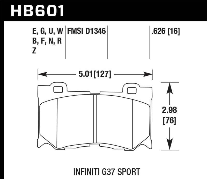 Hawk 09-12 Infiniti G37 Sport HPS Street Front Brake Pads - HB601F.626