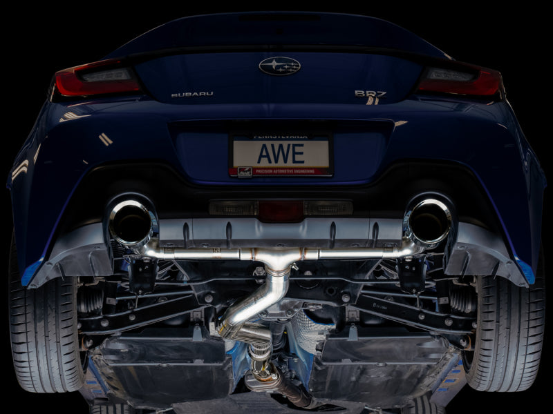 AWE Subaru BRZ/ Toyota GR86/ Toyota 86 Track Edition Cat-Back Exhaust- Chrome Silver Tips - 3020-32279
