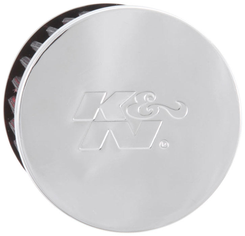 K&N Rubber Base Chrome Top Push-In Crankcase Vent Filter 3in OD x 2-1/2in H. - 62-1490