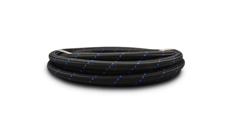 Vibrant -12 AN Two-Tone Black/Blue Nylon Braided Flex Hose (10 foot roll) - 11972B