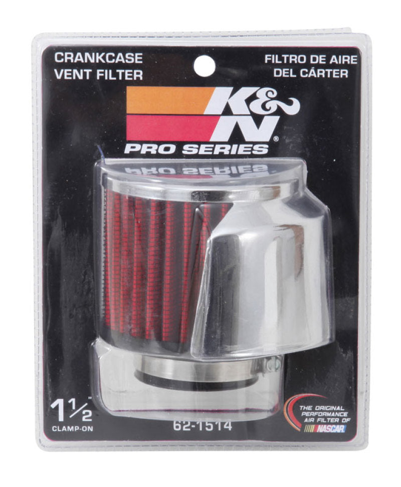 K&N 1.5in Flange ID x 3in OD x 2.5in Height Clamp On Crankcase Vent Filter - 62-1514