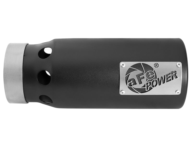 aFe SATURN 4S 4in SS Intercooled Exhaust Tip - Black 4in In x 5in Out x 12in L Bolt-On - 49T40501-B122