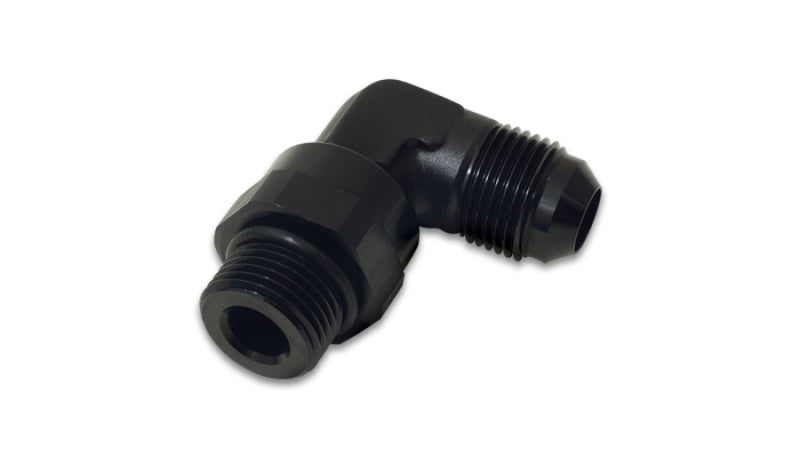 Vibrant -12AN Male Flare to Male -12AN ORB Swivel 90 Degree Adapter Fitting - Anodized Black - 16970