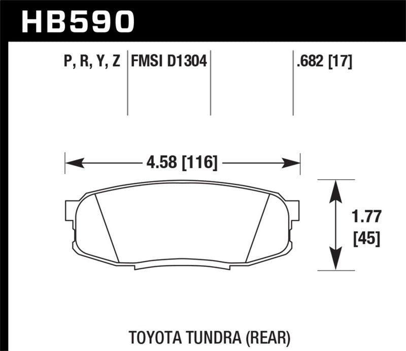 Hawk LTS Street Brake Pads - HB590Y.682 for 2007-2019 Toyota Tundra - alternate view