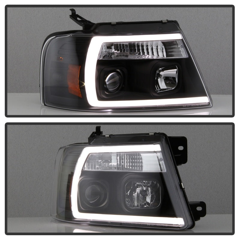 Spyder 04-08 Ford F-150 Projector Headlights - Light Bar DRL - Black PRO-YD-FF15004V2-LB-BK - 5084484