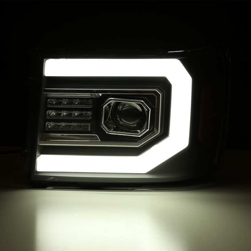 AlphaRex 07-13 GMC 1500HD PRO-Series Proj Headlights Plank Style Matte Blk w/Activ Light/Seq Signal - 880606