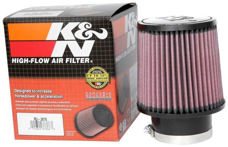 K&N Universal Clamp-On Air Filter 3in FLG / 5in B / 4-1/2in T / 5in H - RU-3870 by K&N Engineering - front view