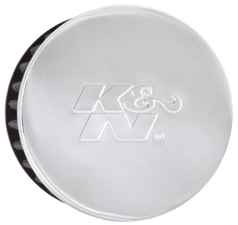 K&N 1.5in Flange ID x 3in OD x 2.5in H Chrome Finish Rubber Base Crankcase Vent Filter - 62-1460
