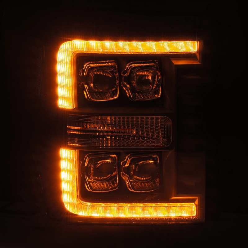 AlphaRex 11-16 Ford F-350 SD NOVA LED Proj Headlights Plank Style Alpha Blk w/Activ Light/Seq Signal - 880147