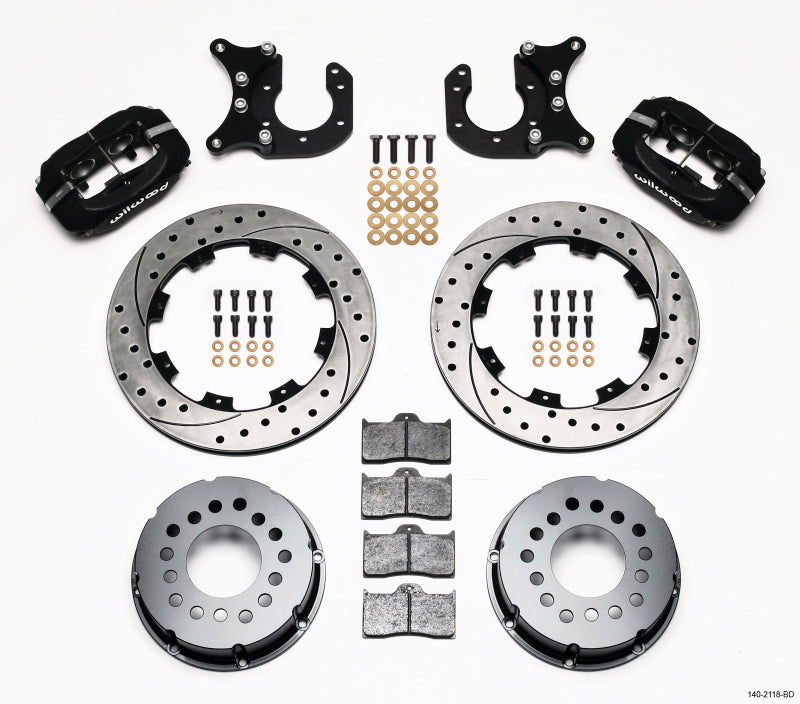 Wilwood Forged Dynalite P/S Rear Kit Drilled Rotor New Big Ford 2.50in Offset - 140-2118-BD by Wilwood