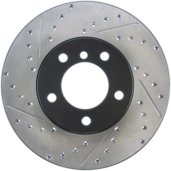 StopTech 9/07-09 BMW 328 Slotted & Drilled Right Front Rotor - 127.34108R for 2007-2019 BMW 3 Series - front view