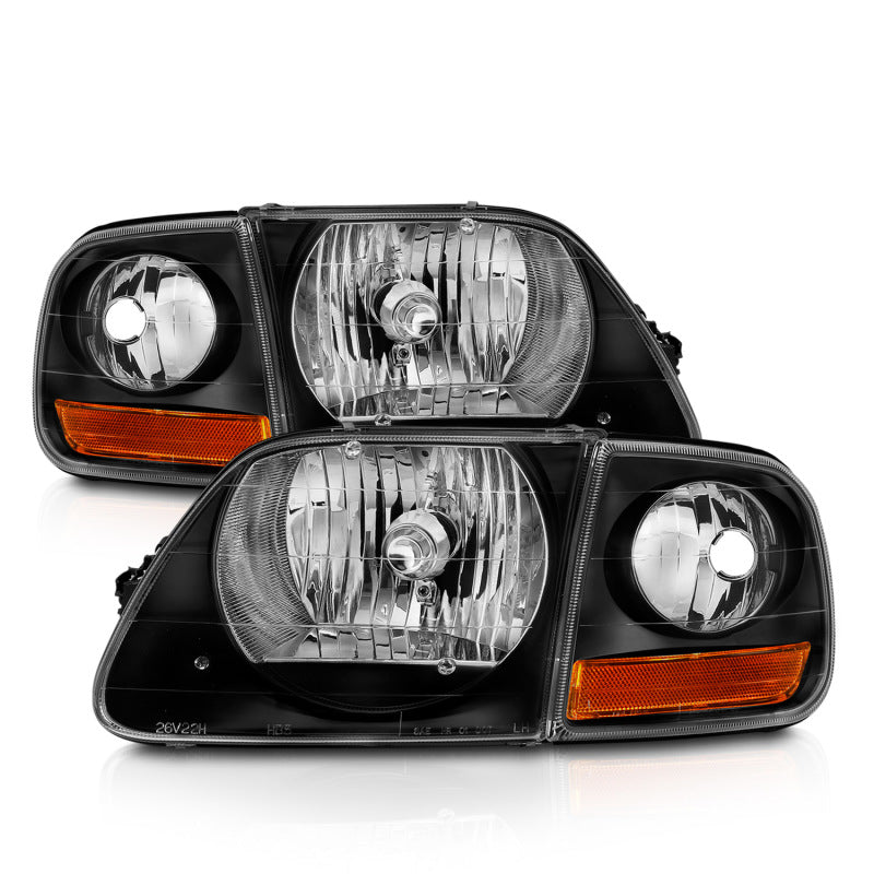ANZO 1997-2003 Ford F150 Crystal Headlight Black w/ Parking Light - 111460