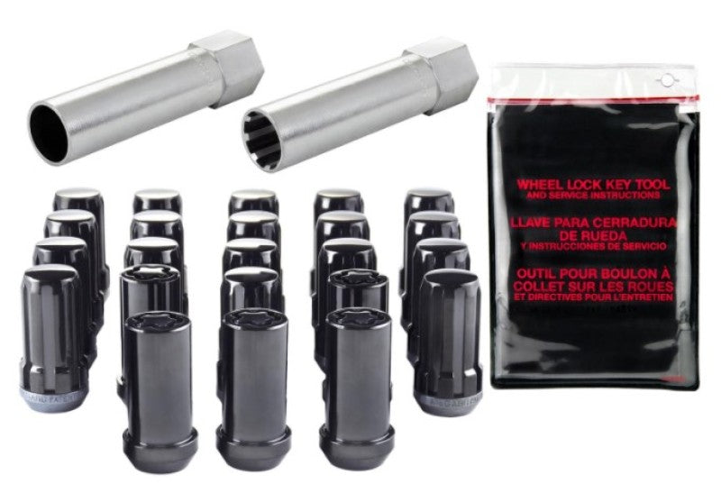 McGard SplineDrive Tuner 23-PC Jeep JL Install Kit w/Locks &amp; Tool (Cone) M14X1.5 / 22m Hex - Black - 65585BK