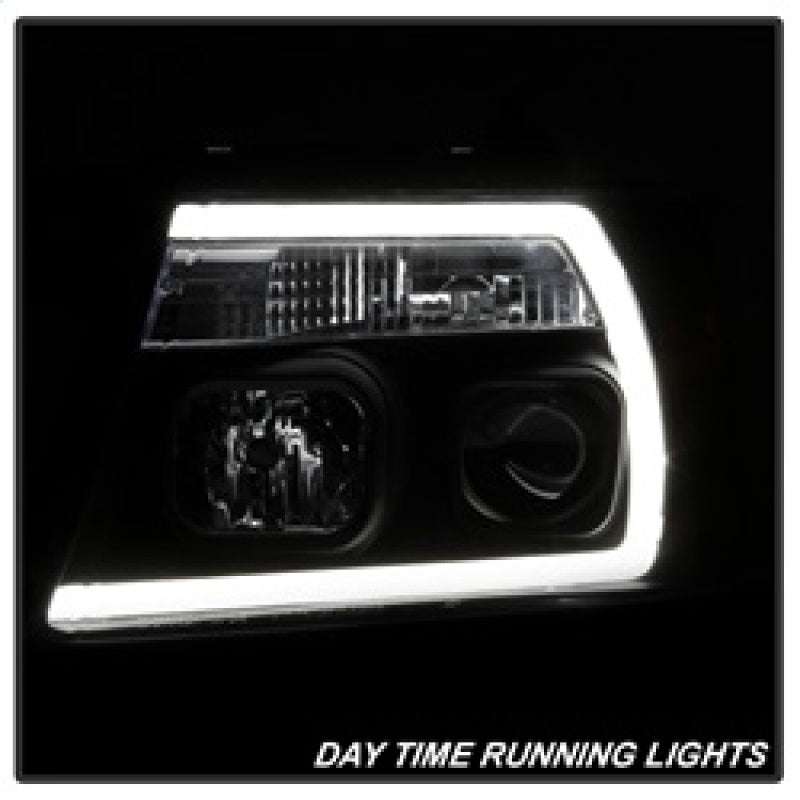 Spyder 04-08 Ford F-150 Projector Headlights - Light Bar DRL - Black PRO-YD-FF15004V2-LB-BK - 5084484