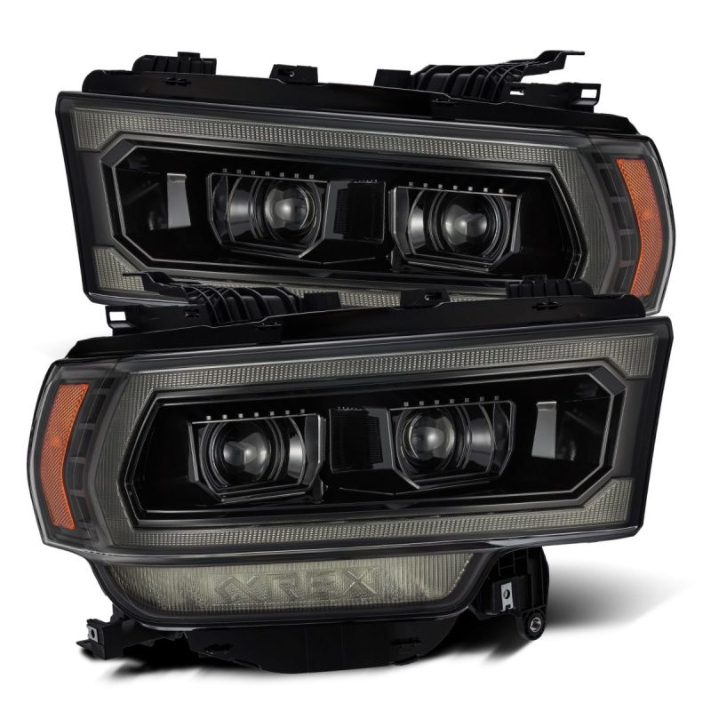 AlphaRex 19-24 Ram 2500 LUXX LED Proj Headlights Plank Style Alpha Blk w/Activ Light/Seq Signal/DRL - 880549