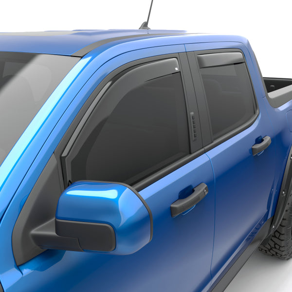 EGR 22-23 Ford Maverick Lariat XL XLT Front/Rear Window Visors - Dark Smoke Finish - 573591 for 2022-2025 Ford Maverick - fro