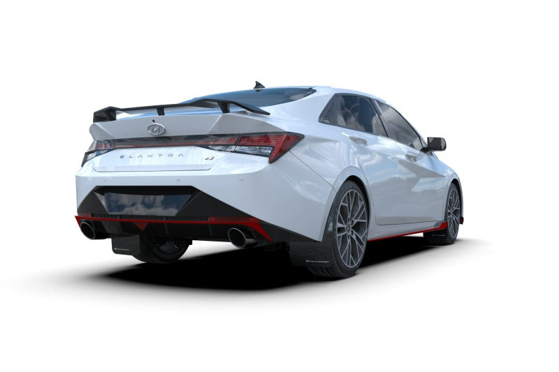 Rally Armor 21-23 Hyundai Elantra N &amp; N Line Black Mud Flap w/ Grey Logo - MF79-UR-BLK-GRY