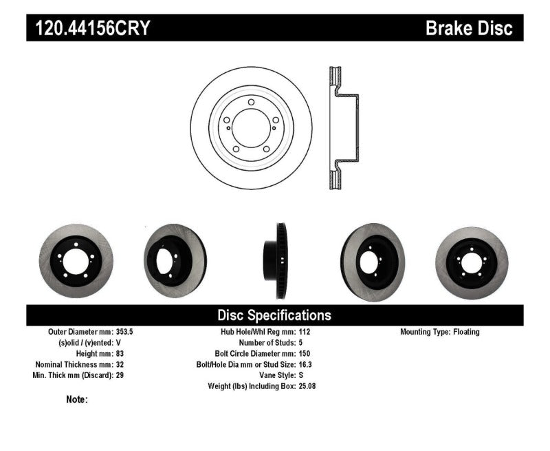 Stoptech Performance Brake Rotor 13-15 Toyota Sequoia/Tundra - 120.44156CRY