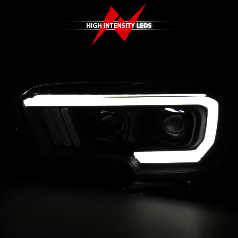 ANZO 2016-2017 Toyota Tacoma Projector Headlights w/ Plank Style Switchback Black w/ Amber - 111396