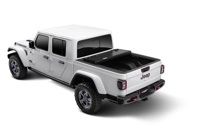 Rugged Ridge Armis Hard Folding With LINE-X Bed Cover 2020 JT - 13550.24 for 2020-2025 Jeep Gladiator - angle view