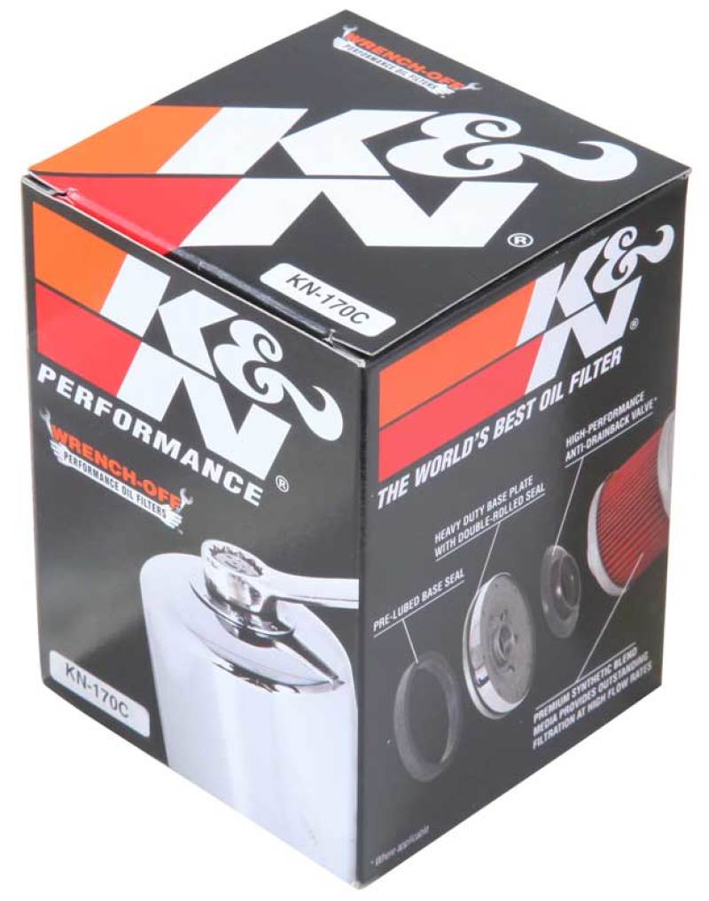 K&N Harley Davidson 3in OD x 4.063in H Chrome Oil Filter - KN-170C