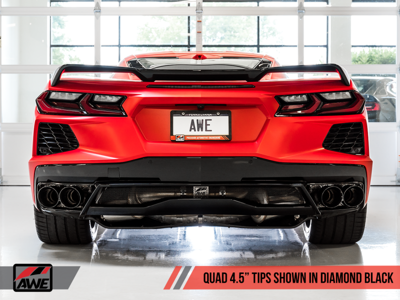 AWE Tuning 2020 Chevrolet Corvette (C8) Touring Edition Exhaust - Quad Diamond Black Tips - 3015-43159