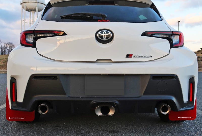 Rally Armor 2023 Toyota GR Corolla Red UR Mud Flap w/ White Logo - MF89-UR-RD-WH