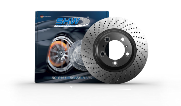 SHW 99-08 Porsche 911 Carrera w/o Ceramic Brakes Right Front Drilled MB Brake Rotor (99635140601) - PFR39966 for 2000-2012 Po