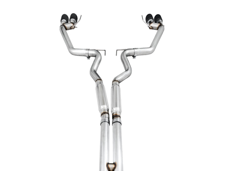 AWE Tuning 2018+ Ford Mustang GT (S550) Cat-back Exhaust - Track Edition (Quad Diamond Black Tips) - 3020-43072