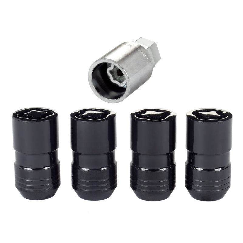 McGard Wheel Lock Nut Set - 4pk. (Cone Seat) M14X1.5 / 21mm &amp; 22mm Dual Hex / 1.639in. L - Black - 24216