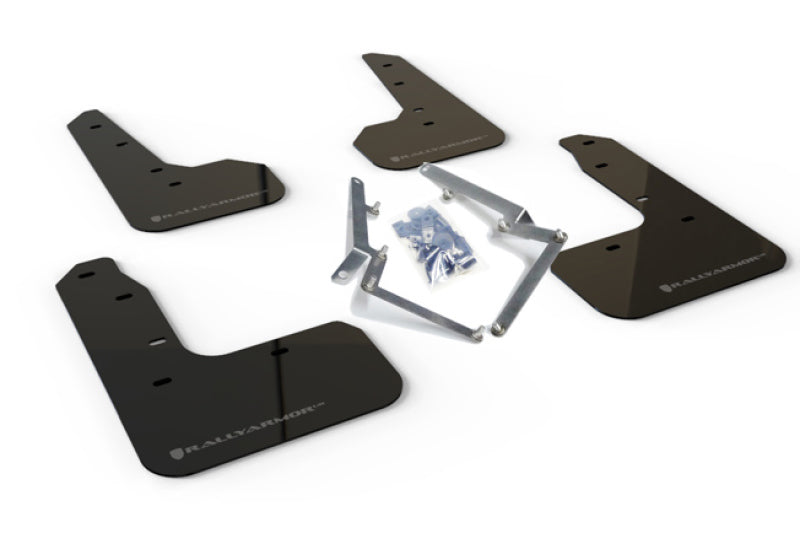 Rally Armor 17-21 Honda Civic Sport &amp; Touring (Hatch) Black UR Mud Flap w/ Dark Grey Logo - MF51-UR-BLK/DGRY