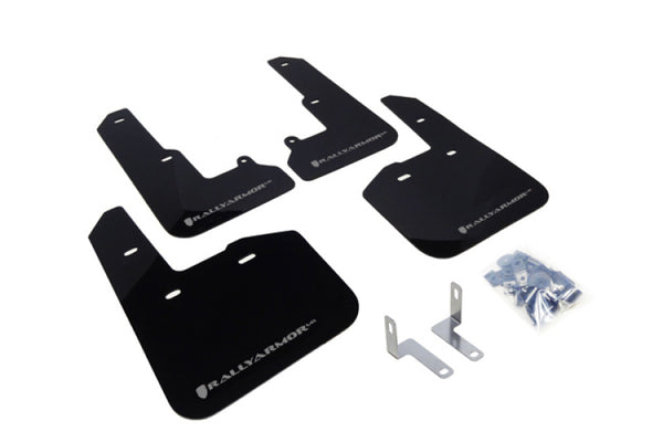 Rally Armor 15-19 Subaru Legacy Black UR Mud Flap w/ Silver Logo - MF34-UR-BLK/SIL for 2015-2019 Subaru Legacy - front view