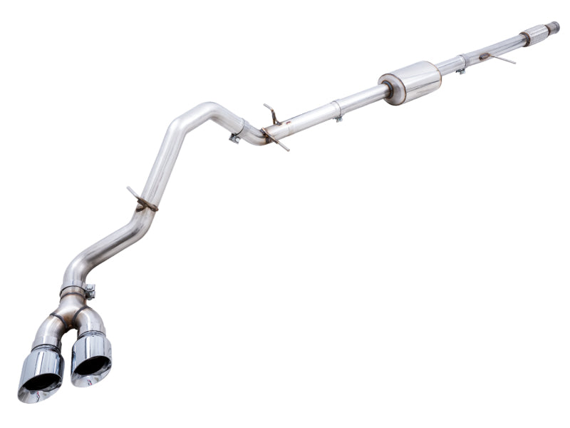AWE Tuning 4th Gen GM 1500 5.3L 0FG Catback Dual Side Exit (Flat Bumper) - Chrome Tips - 3015-22207