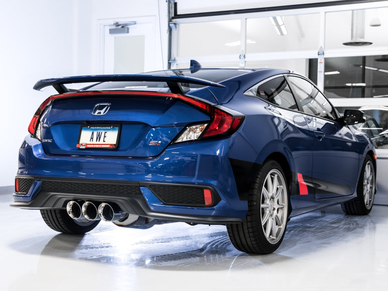 AWE Tuning 2016+ Honda Civic Si Touring Edition Exhaust w/Front Pipe &amp; Triple Chrome Silver Tips - 3015-52012