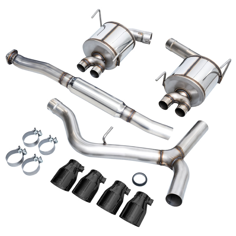 AWE Tuning Subaru STI VA / WRX GV / STI GV Sedan Touring Edition Exhaust - Diamond Black Tip (102mm) - 3015-43108