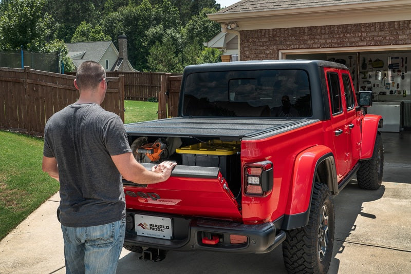 Rugged Ridge Armis Hard Folding With LINE-X Bed Cover 2020 JT - 13550.24 for 2020-2025 Jeep Gladiator - detail view