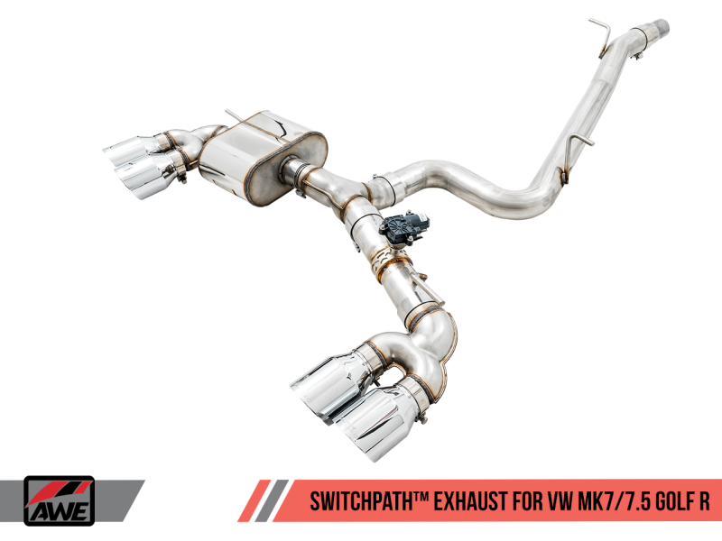 AWE Tuning Mk7 Golf R SwitchPath Exhaust w/Chrome Silver Tips 102mm - 3025-42064